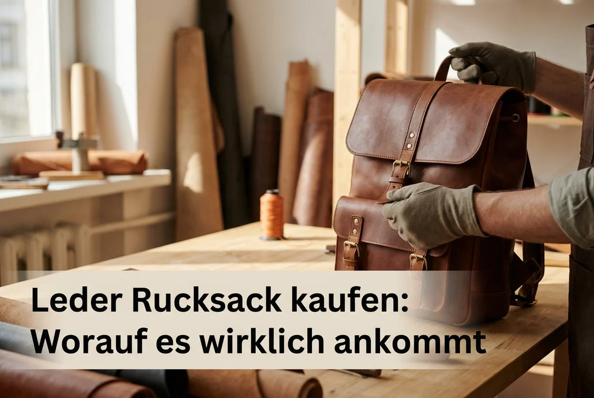 Professional header image for list-based article: Leder Rucksack kaufen: Worauf es wirklich ankommt