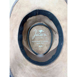 Jacaru 1001 kangaroo leather hat interior showing handcrafted label with logo and size M/L marking.