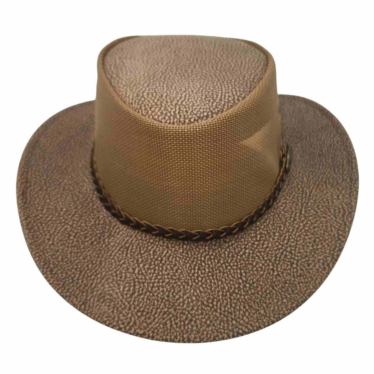 Jacaru 1004M Mesh Rustic Explorer Hat - Special Edition Stonewash Brown