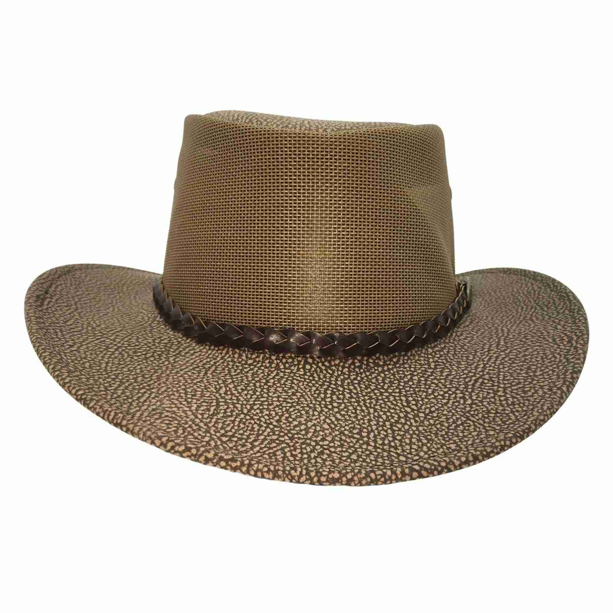 Jacaru 1004M Mesh Rustic Explorer Hat - Special Edition Stonewash Brown