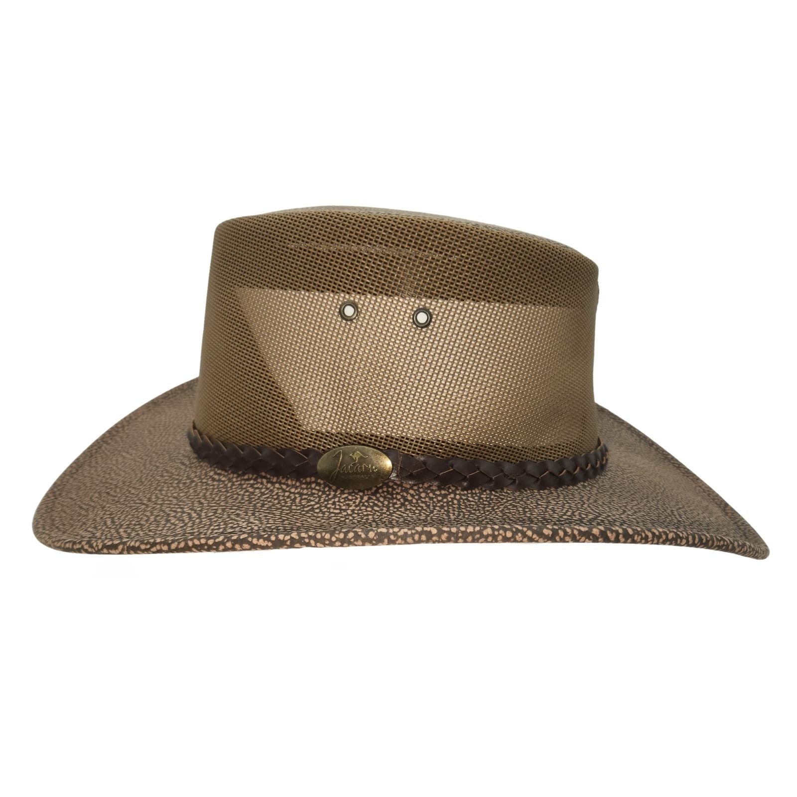 Jacaru 1004M Mesh Rustic Explorer Hat - Special Edition Stonewash Brown