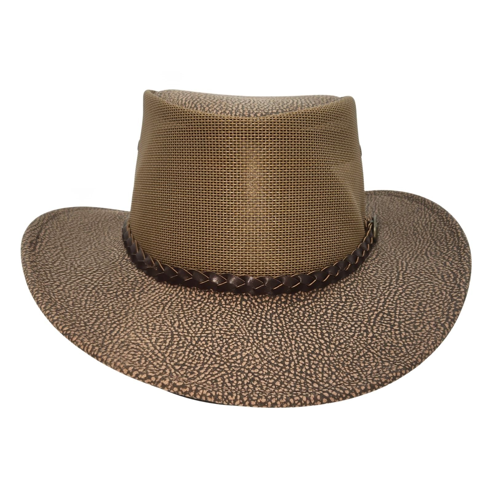 Jacaru 1004M Mesh Rustic Explorer Hat - Special Edition Stonewash Brown