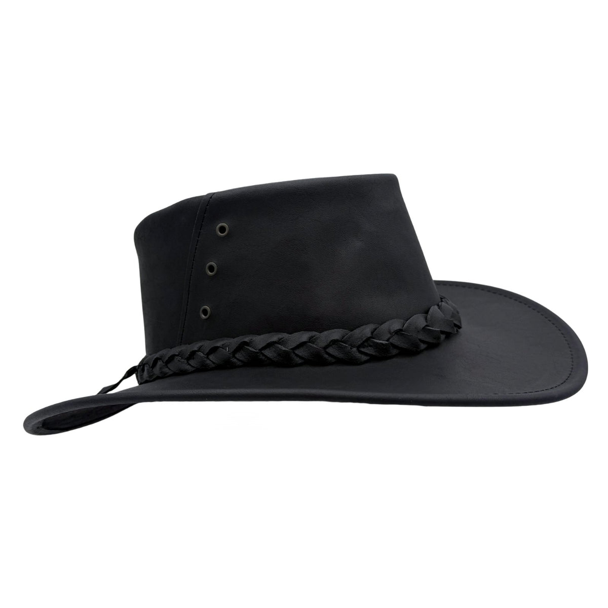 Black Jacaru 1015 Capricorn Hat with braided band on a white background