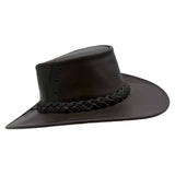 Black Jacaru 1015 Capricorn Hat with braided band on a white background