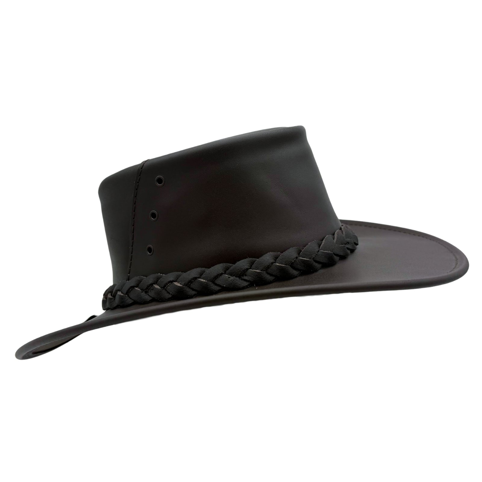 Black Jacaru 1015 Capricorn Hat with braided band on a white background