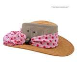 Mushroom Horizon Hat with Scarf pink polka dot on a white background