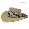 sand Horizon Hat with Scarf leopard print scarf on a white background