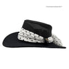 Black Horizon Hat with Scarf white polka dot on a white background