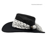 Black Horizon Hat with Scarf white polka dot on a white background