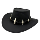 Black Ayers Croc Hat with decorative elements on a white background