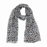 Jacaru chiffon scarf in white leopard print pattern