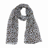 Jacaru chiffon scarf in white leopard print pattern