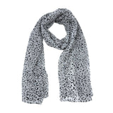 Jacaru chiffon scarf in grey leopard print pattern