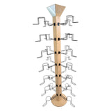 Jacaru wooden hat stand with mirror top and 28 black metal arms for display