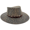 Stonewash Brown Jacaru 1134 Wild Roo Croc Digger Hat with decorative band on a white background