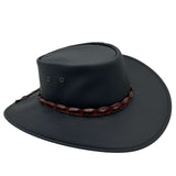 Black Jacaru 1134 Wild Roo Croc Digger Hat with decorative band on a white background