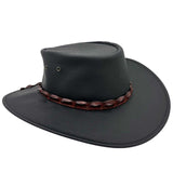 Black Jacaru 1134 Wild Roo Croc Digger Hat with decorative band on a white background