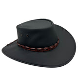 Black Jacaru 1134 Wild Roo Croc Digger Hat with decorative band on a white background