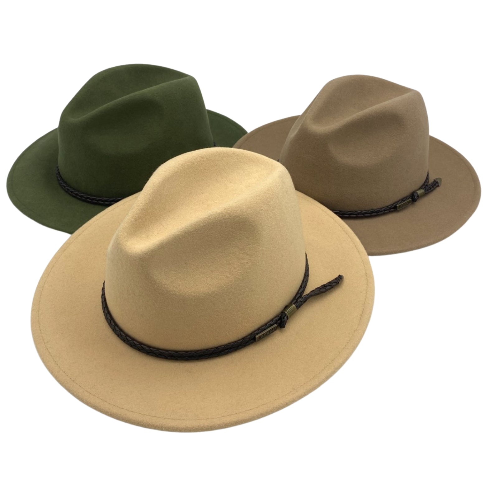 Chive Green Jacaru 1847 Outback Fedora, Golden Sand Jacaru 1847 Outback Fedora, Caramel Jacaru 1847 Outback Fedora