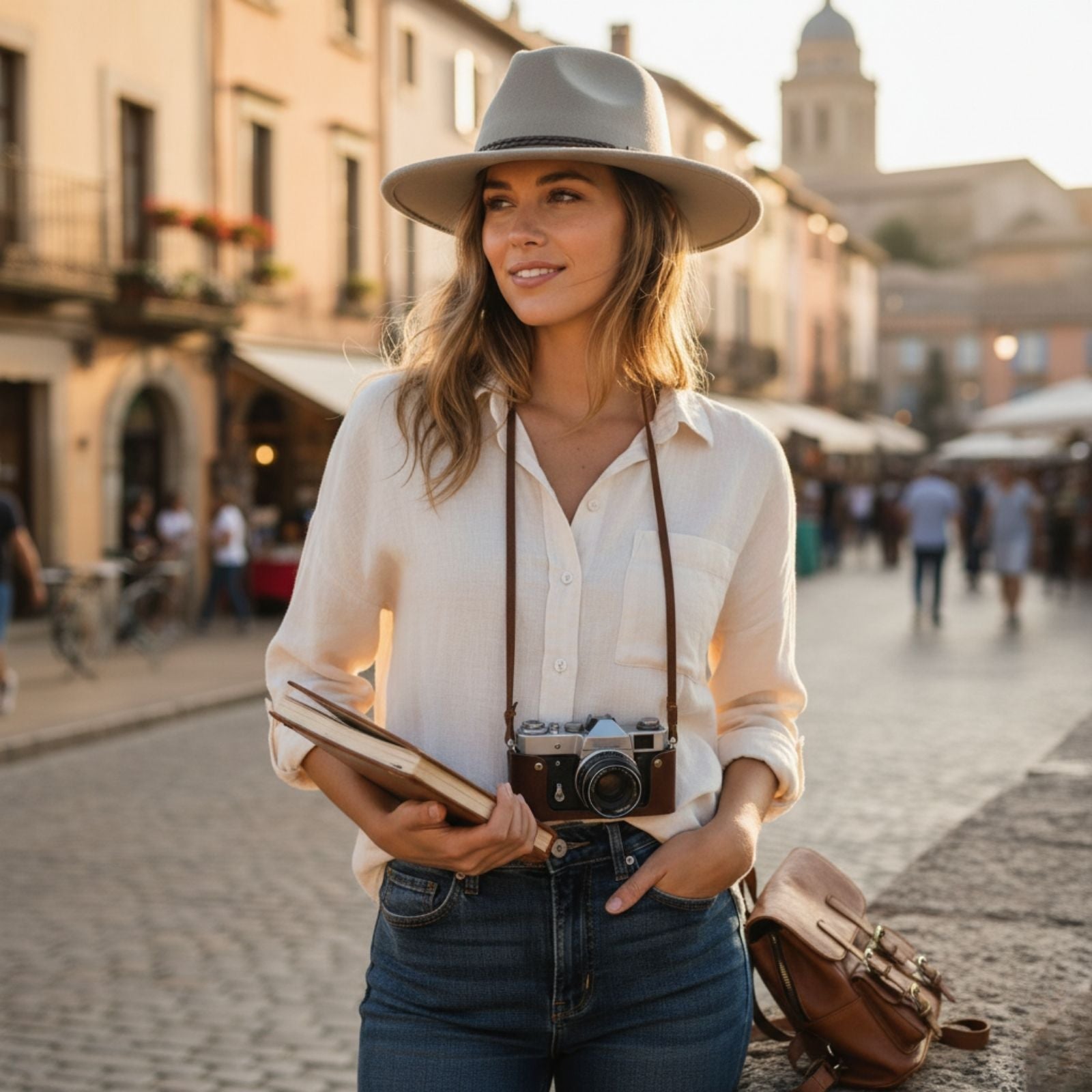Woman Wearing Stone Jacaru 1847 Outback Fedora