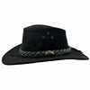Black UPF 50+ suede hat with bovine leather band