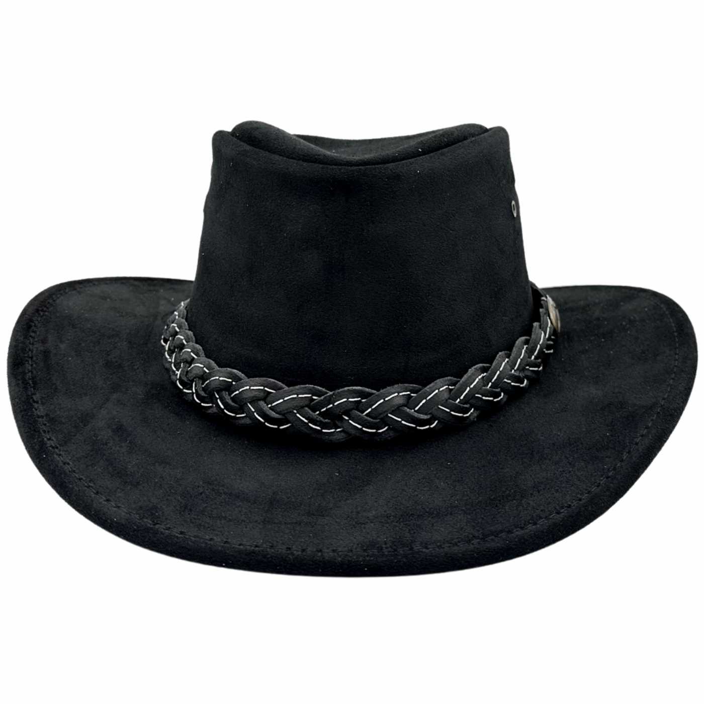 Black UPF 50+ suede hat with bovine leather band