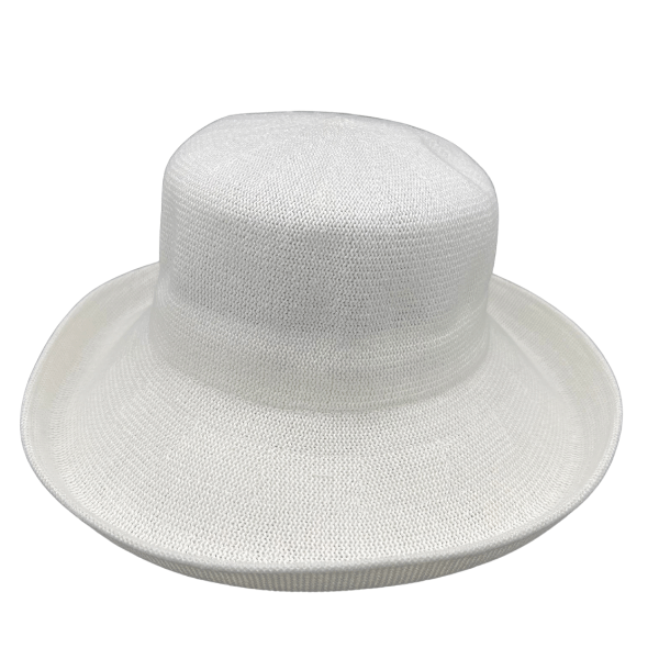 white Jacaru 1506 Knitted Bucket Hat - Large Brim