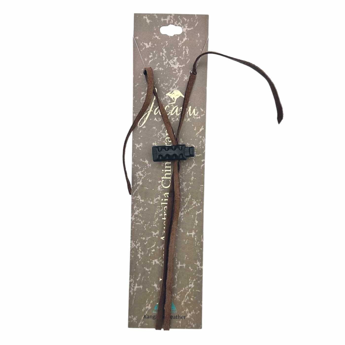 Brown chinstrap with adjustable toggle detail