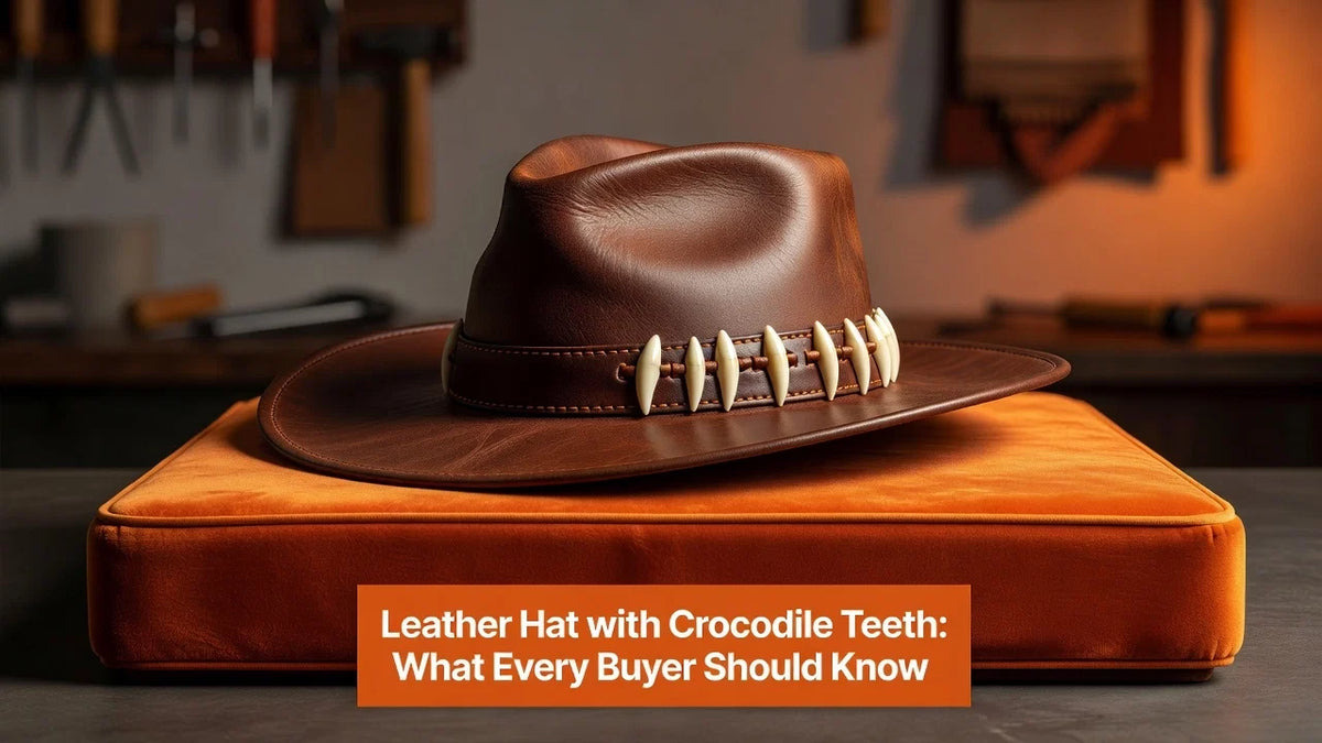 Professional header image for list-based article: Leather Hat with Crocodile Teeth: What Every Buyer Should...