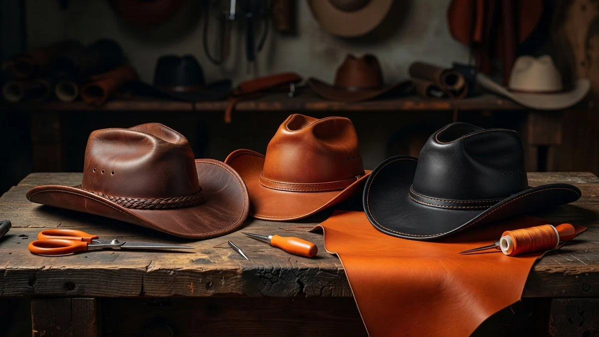 Professional header image for list-based article: The Best Leather Cowboy Hats: Materials, Style and Durabi...