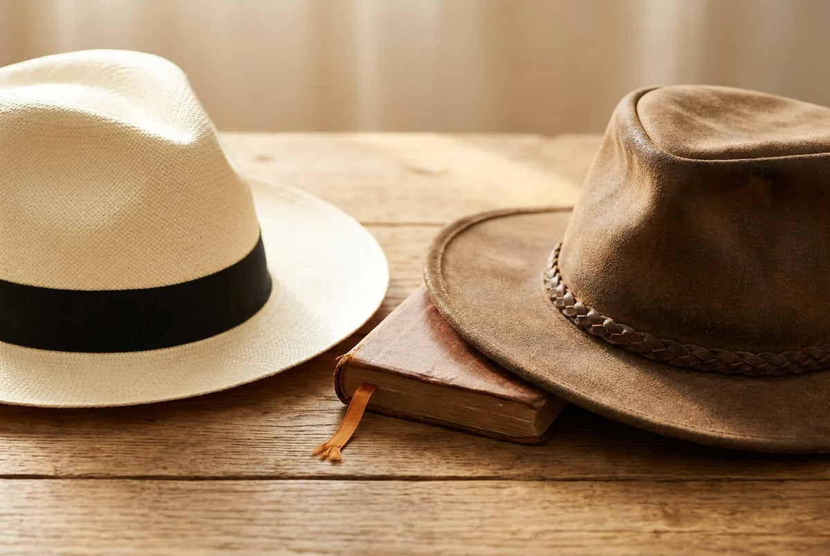 Professional header image for comparison analysis: Panama Hat vs Australian Outback Hat: Which One Wins?