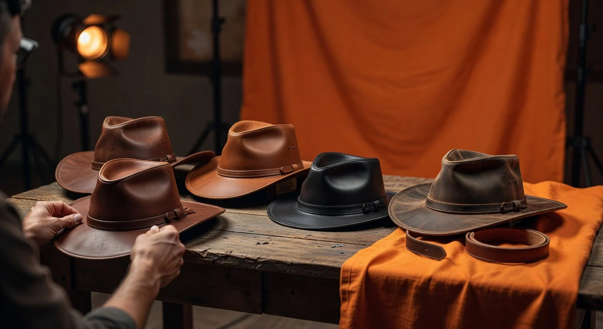 Professional header image for comparison analysis: Australian Leather Hats Compared: Styles and Leathers