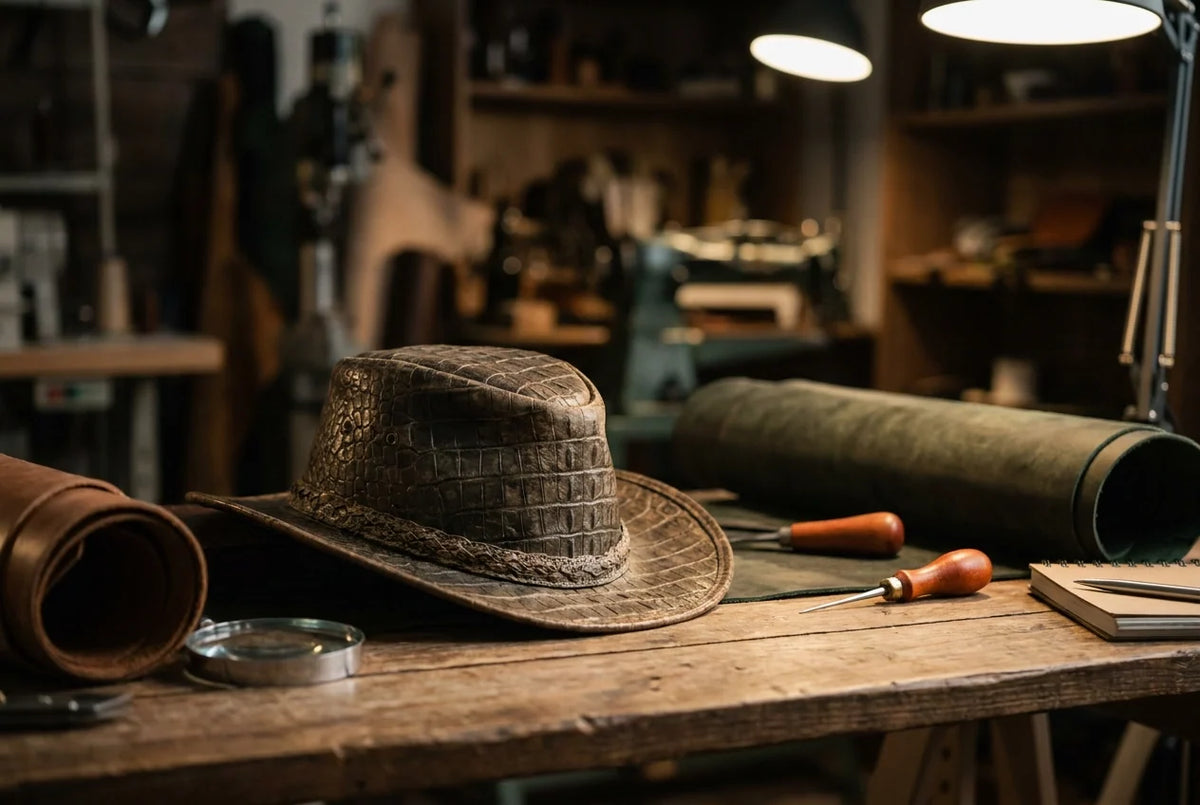 Professional header image for list-based article: 7 Things to Know Before Buying a Crocodile Leather Hat