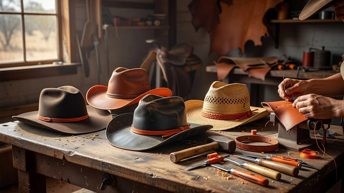 Professional header image for list-based article: The Australian Cowgirl Hat Guide: Styles, Leather and Zer...