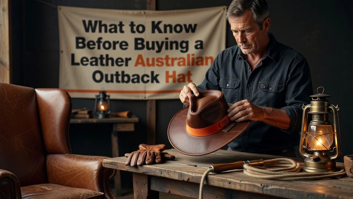 Professional header image for list-based article: What to Know Before Buying a Leather Australian Outback Hat