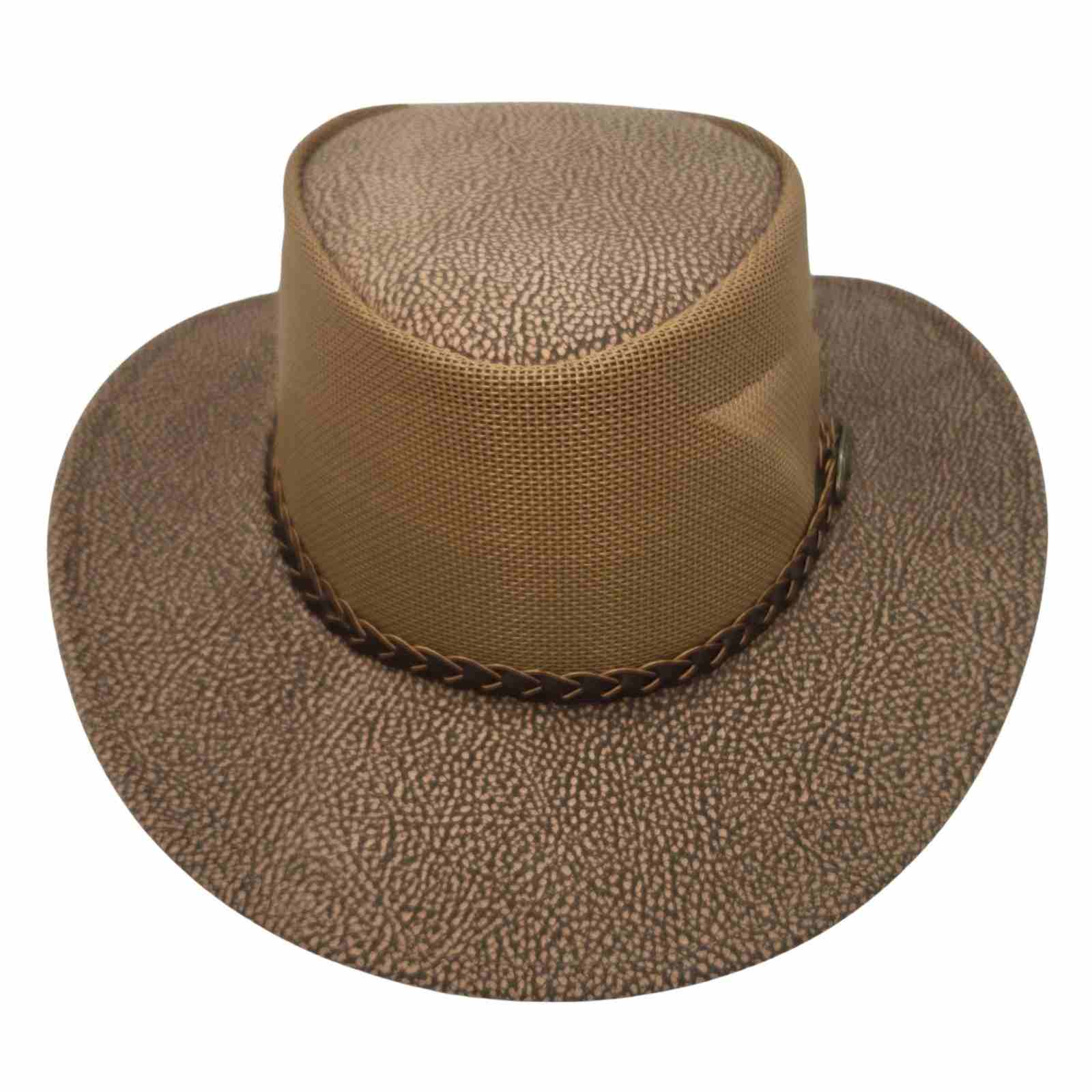 Jacaru 1004M Mesh Rustic Explorer Hat - Special Edition Stonewash Brown