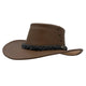 Brown Jacaru 1015 Capricorn Hat with a braided band on a white background