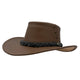 Brown Jacaru 1015 Capricorn Hat with a braided band on a white background