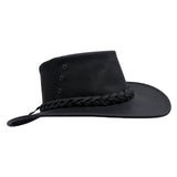 Black Jacaru 1015 Capricorn Hat with braided band on a white background