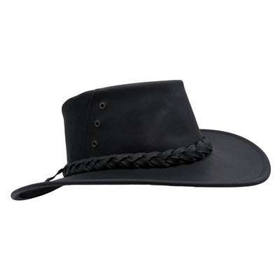 Black Jacaru 1015 Capricorn Hat with braided band on a white background