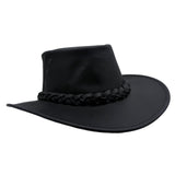 Black Jacaru 1015 Capricorn Hat with braided band on a white background