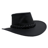 Black Jacaru 1015 Capricorn Hat with braided band on a white background