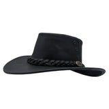 Black Jacaru 1015 Capricorn Hat with braided band on a white background