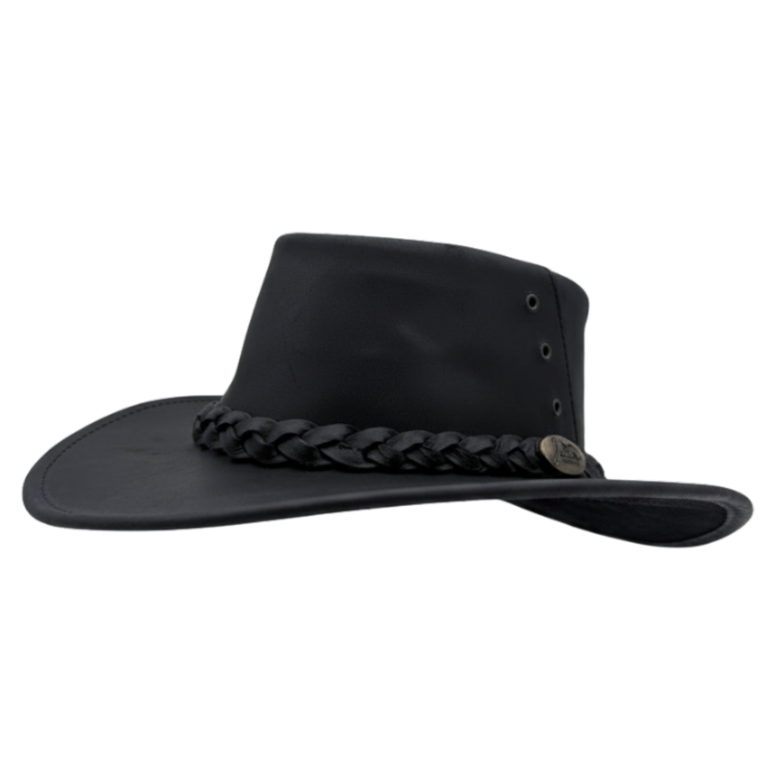 Black Jacaru 1015 Capricorn Hat with braided band on a white background
