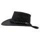 Black Jacaru 1015 Capricorn Hat with braided band on a white background