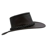 Black Jacaru 1015 Capricorn Hat with braided band on a white background
