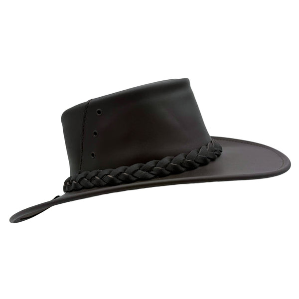 Black Jacaru 1015 Capricorn Hat with braided band on a white background