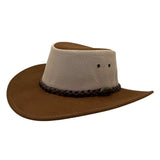 Brown and beige cowboy hat on a white background