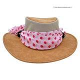 Mushroom Horizon Hat with Scarf pink polka dot on a white background