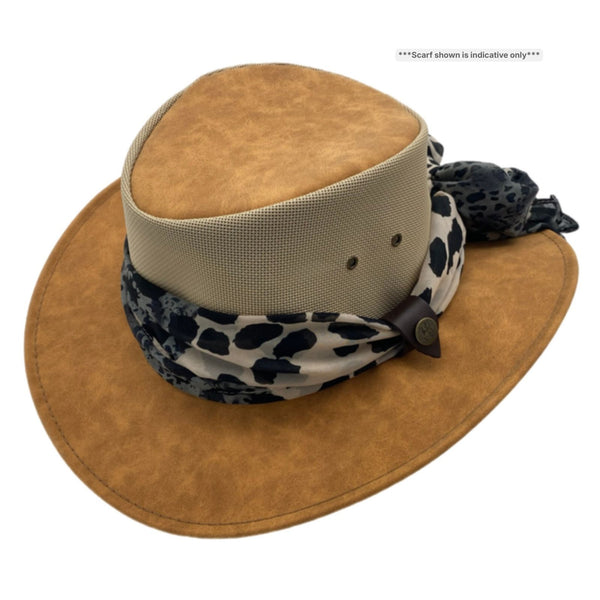 Mushroom Horizon Hat with Scarf pink polka dot on a white background
